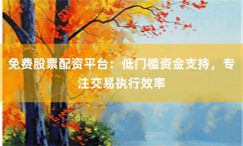 免费股票配资平台：低门槛资金支持，专注交易执行效率